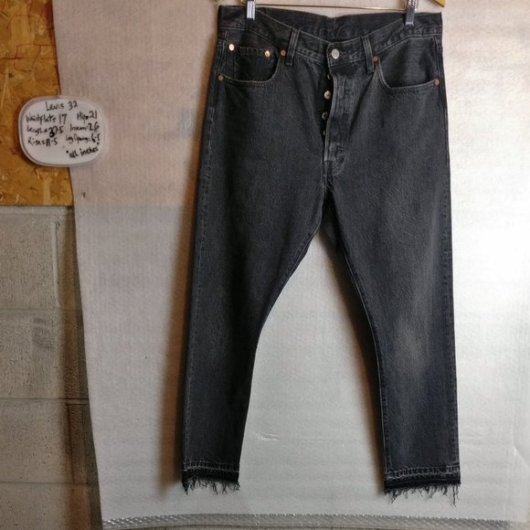 Levi's 501XX Skinny Button Fly HighRise DarkWash Rawhem Jean -w32/Measuremnt - Picture 2 of 10